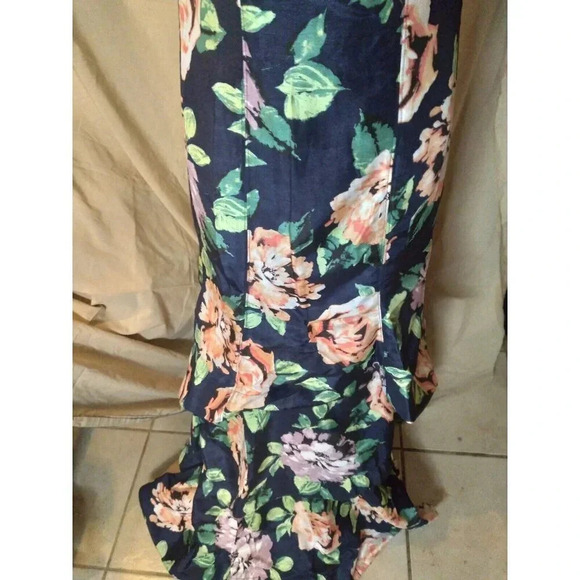 Sequined Hearts Dress Maxi Tiered Ruffled Hem Blue Floral Sz 7 off shoulder Prom - Picture 5 of 14